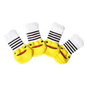 4 Pcs Cats Dogs Knitted Socks Yellow Chick Dog Paw Protection Foot Covers Scratch Dirt Resistant Puppy Teddy Corgi Pet Shoes