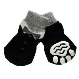 4 Pcs Cute Puppy Cat Socks Knitted Pet Socks Dog Paw Protection Poodle Teddy Socks, Black Suit