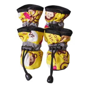 4 Pcs Yellow Cute Dog Shoes Foot Covers Rain Shoes Puppy Cat Waterproof Pet Shoes, 4#