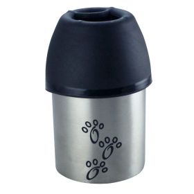 Plastic Fin Cap Pet Travel Water Bottle in Stainless Steel, Small, Silver and Black-Set of 6