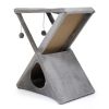 Folding Cat Tower Tree, 2-Tier with Scratching Pad, 27" Tall with Nest Hammock for A Small Cat or Kitten