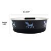 Stainless Steel Pet Bowl with Anti Skid Rubber Base and Dog Design, Gray and Black-Set of 12