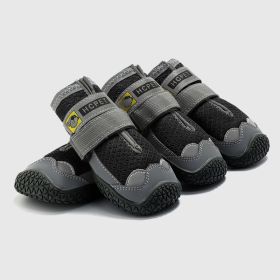 Pet Non-Skid Booties, Waterproof Socks Breathable Non-Slip with 3m Reflective Adjustable Strap Small to Large Size (4PCS/Set) Paw Protector (Color: Black)