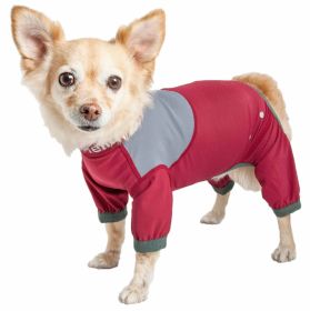 Dog Helios 'Tail Runner' Lightweight 4-Way-Stretch Breathable Full Bodied Performance Dog Track Suit (Color: Red)