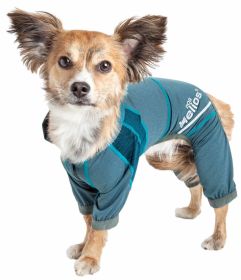 Dog Helios 'Namastail' Lightweight 4-Way Stretch Breathable Full Bodied Performance Yoga Dog Hoodie Tracksuit (Color: Blue)