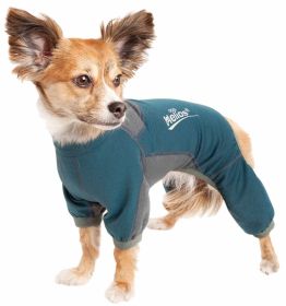 Dog Helios 'Rufflex' Mediumweight 4-Way-Stretch Breathable Full Bodied Performance Dog Warmup Track Suit (Color: Blue)