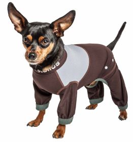 Dog Helios 'Tail Runner' Lightweight 4-Way-Stretch Breathable Full Bodied Performance Dog Track Suit (Color: Brown)