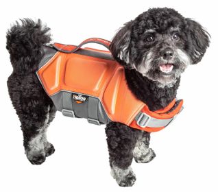 Dog Helios 'Tidal Guard' Multi-Point Strategically-Stitched Reflective Pet Dog Life Jacket Vest (Color: Orange)