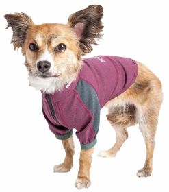 Dog Helios 'Eboneflow' Mediumweight 4-Way-Stretch Flexible And Breathable Performance Dog Yoga T-Shirt (Color: Purple)