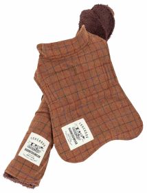 Touchdog 2-In-1 Windowpane Plaided Dog Jacket With Matching Reversible Dog Mat (Color: Brown)