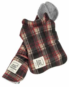 Touchdog 2-In-1 Tartan Plaided Dog Jacket With Matching Reversible Dog Mat (Color: Red)