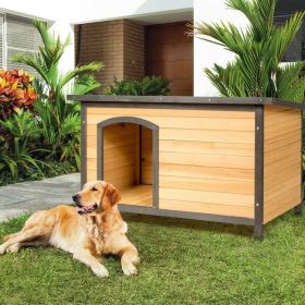 Wood Extreme Weather Resistant Pet Log Cabin (size: L)