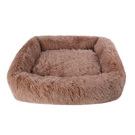 Soft Plush Orthopedic Pet Bed Slepping Mat Cushion for Small Large Dog Cat (Color: Brown)