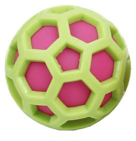 Pet Life Â® 'DNA Bark' TPR and Nylon Durable Rounded Squeaking Dog Toy (Color: Green / Pink)
