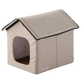 Pet Life Â® "Hush Puppy" Electronic Heating and Cooling Smart Collapsible Pet House (Color: Beige)