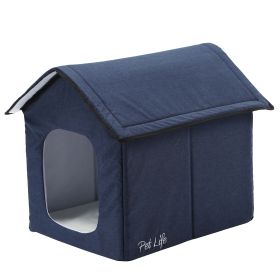 Pet Life Â® "Hush Puppy" Electronic Heating and Cooling Smart Collapsible Pet House (Color: Navy)