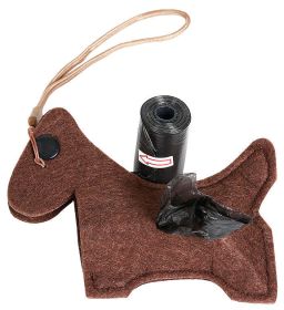 Pet Life Â® Fleece Dog Shaped Travel Waste Bag Dispenser with 2 Rolls (Color: Brown)