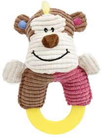 Pet Life Â® 'Ring-O-Round' Plush Squeaking and Rubber Teething Newborn Puppy Dog Toy (Color: Pink / Brown)