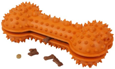 Pet Life Â® 'Denta-Bone' TPR Treat Dispensing and Dental Cleaning Durable Dog Toy (Color: Orange)