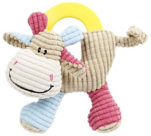 Pet Life Â® 'Moo-cifier' Plush Squeaking and Rubber Teething Newborn Puppy Dog Toy (Color: Brown / Blue / Pink)