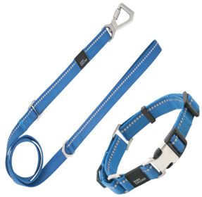 Pet Life Â® 'Advent' Outdoor Series 3M Reflective 2-in-1 Durable Martingale Training Dog Leash and Collar (Color: Blue)